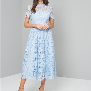 Blue lace midi dress